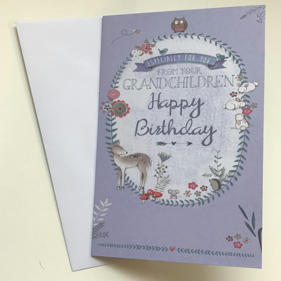 image 1 of From Your Grandchildren Traditional Happy Birthday Slim Card Wishing Well