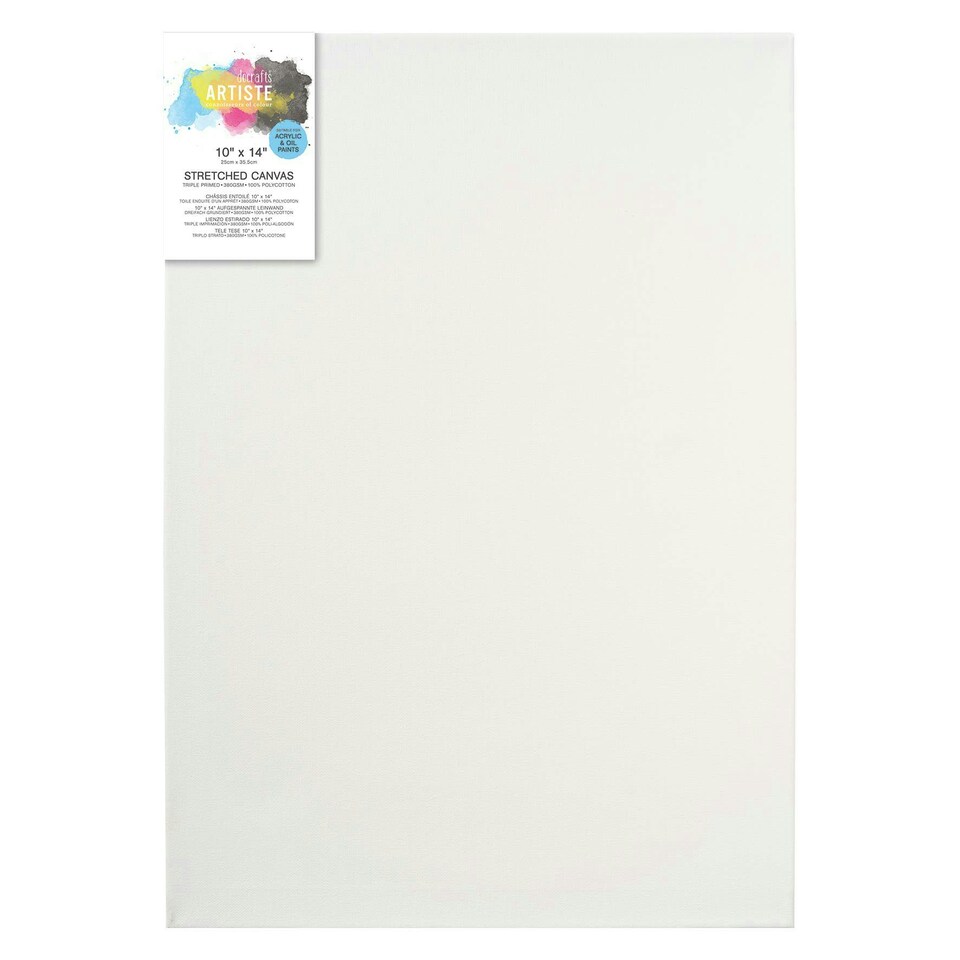 image 1 of Artiste Stretched Canvas, Triple Primed, Wooden Frame, White, 10x14", 380gsm