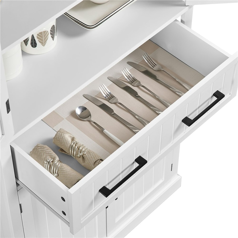 image 1 of Yaheetech Tall Pantry Cupboard with Doors and Adjustable Shelves White