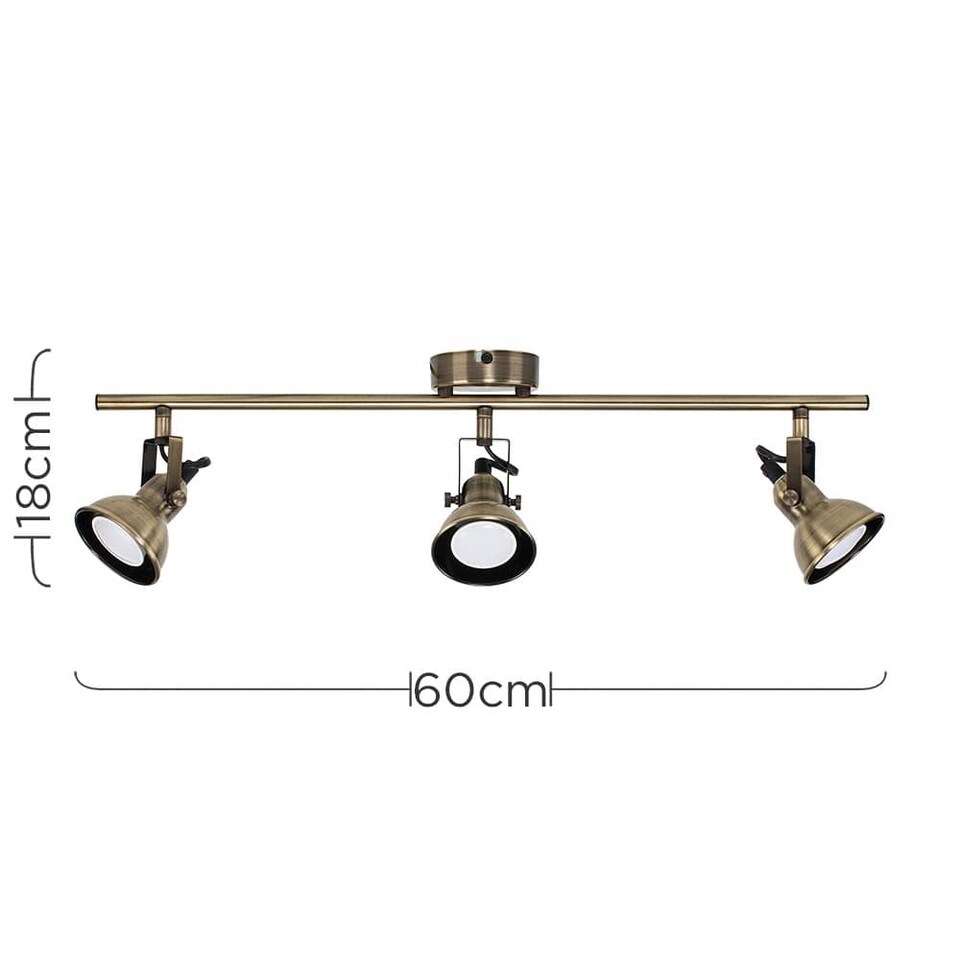 image 1 of ValueLights Brunel 3 Way Gold Ceiling Bar Spotlight | Gold