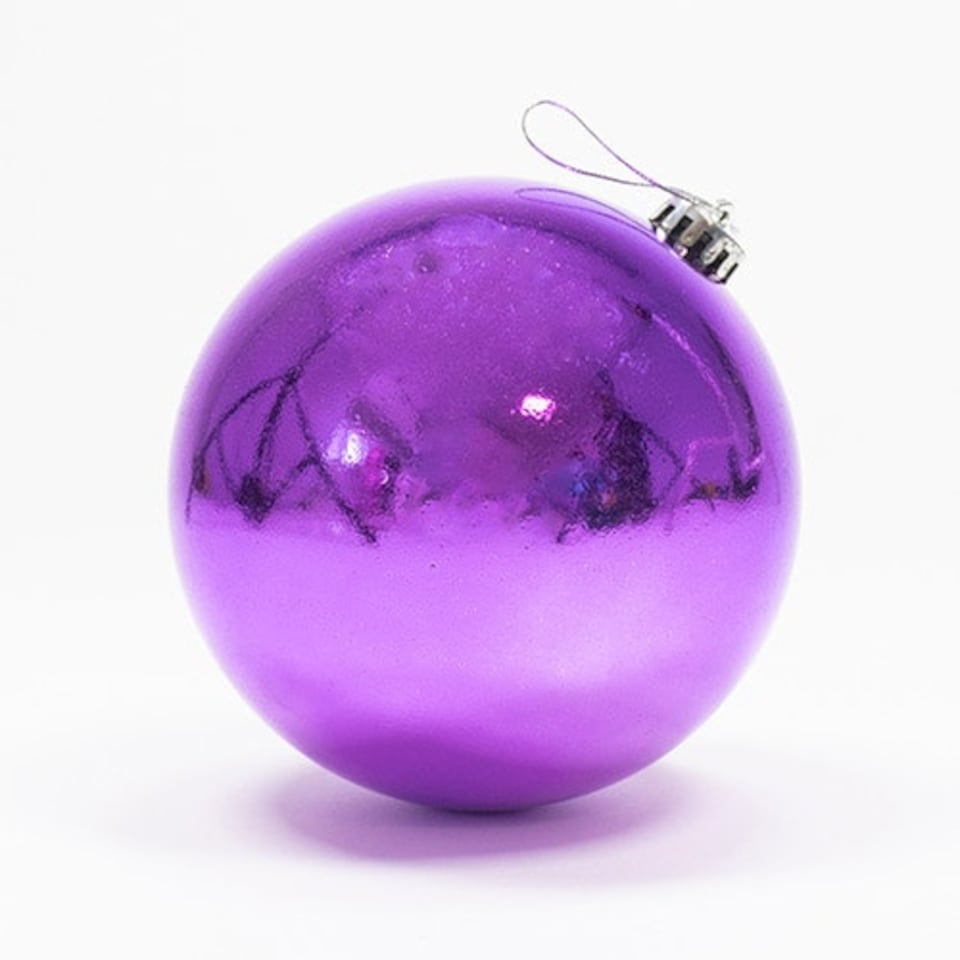 image 1 of Purple Shiny Shatterproof Christmas Bauble 15cm