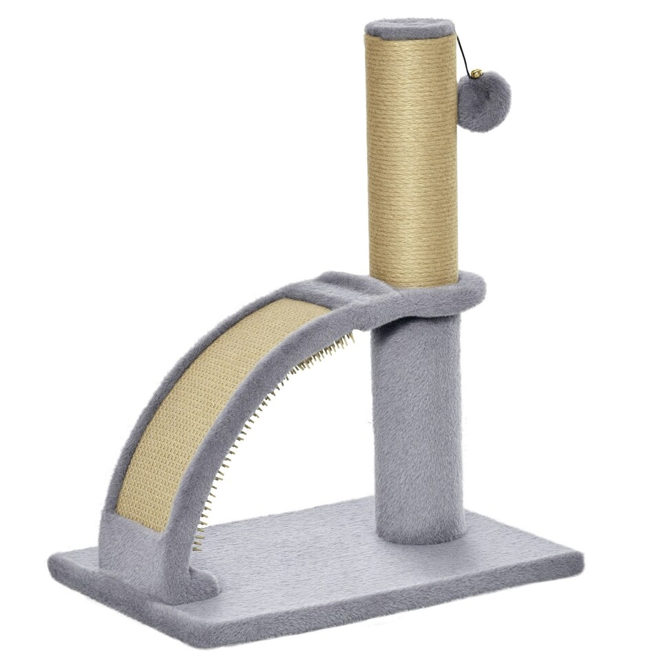 image 1 of PawHut Cat Tree for Indoor Cats with Scratching Post, Hanging Ball, Grey