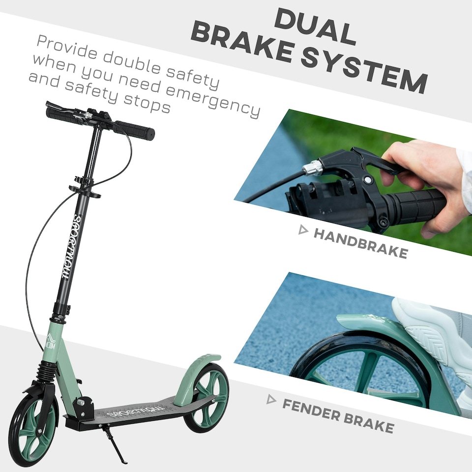 image 1 of HOMCOM Folding Kick Scooter for 14+ w/ Adjustable Height, Dual Brake System