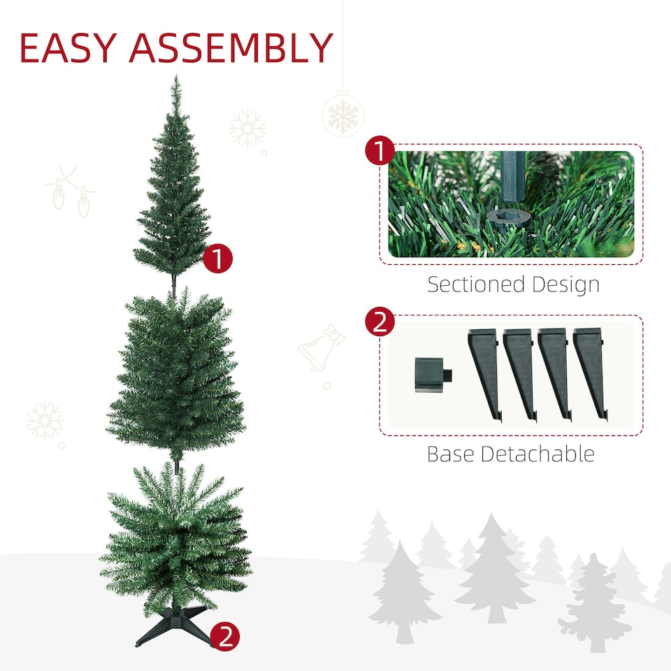 image 1 of HOMCOM 6FT Pencil Artificial Christmas Tree with Solid Stand Tips Green