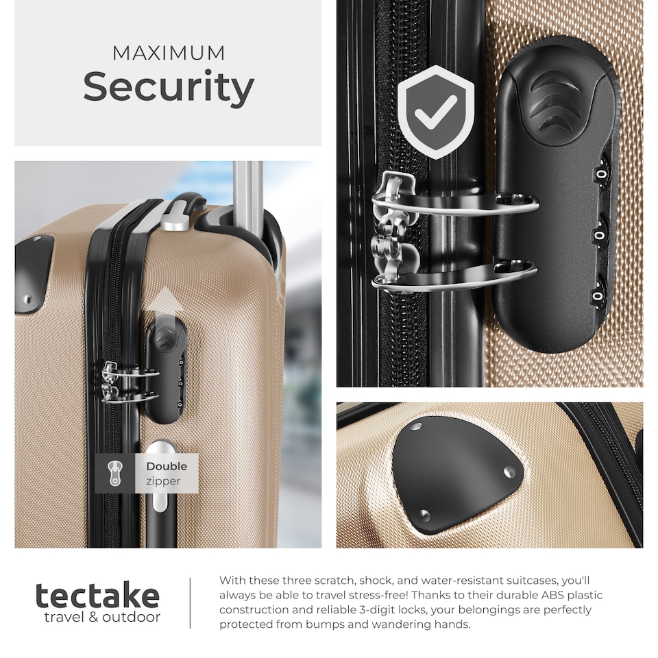 image 1 of Suitcase Set - 3 hard-shell suitcases with telescopic handle, swivel wheels | Cream | champagne | 1