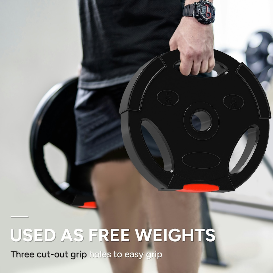 image 1 of SPORTNOW Olympic Weight Plates Set for Home Gym, 2 x 5kg, 2 x 2.5kg, Black