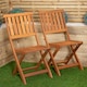 image 7 of Outdoor 6 Person Rectangular Wooden Garden Patio Dining Table Chairs with Black Parasol and Base Set