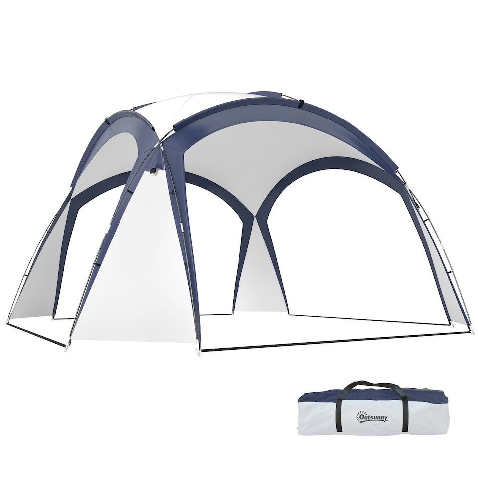 image 1 of Outsunny Outdoor Gazebo Event Dome Shelter Party Tent for Garden Cream and Blue