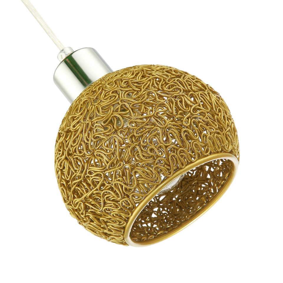 image 1 of Retro Industrial Style Round Twisted Wire Mesh Metal Lamp Shade in Shiny Gold | Gold