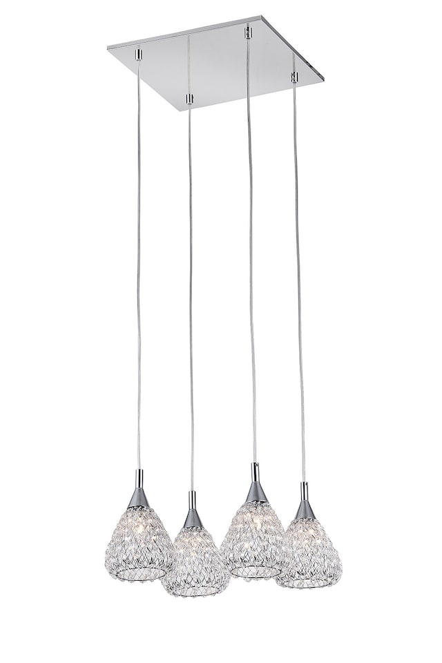 image 1 of Simone 4 Light Chrome Ceiling Square Pendant Cluster Pendant Ceiling Light