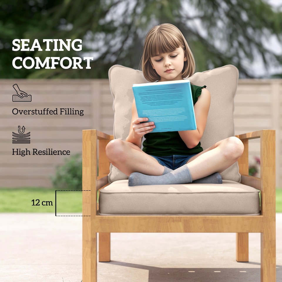 image 1 of Outsunny Cushion Set with Seat & Back Pad, CUSHION ONLY, Beige