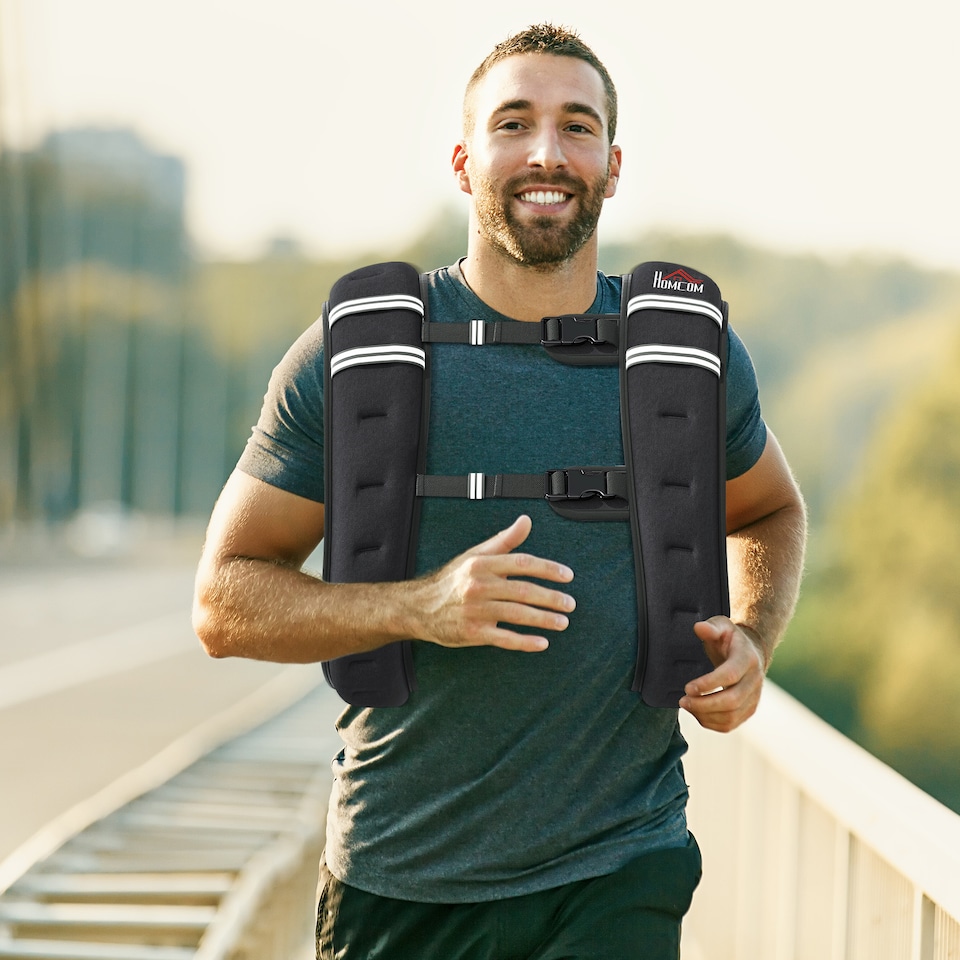 image 1 of HOMCOM 10KG Weighted Vest with Adjustable Straps, Pocket, Reflective Strips | Black