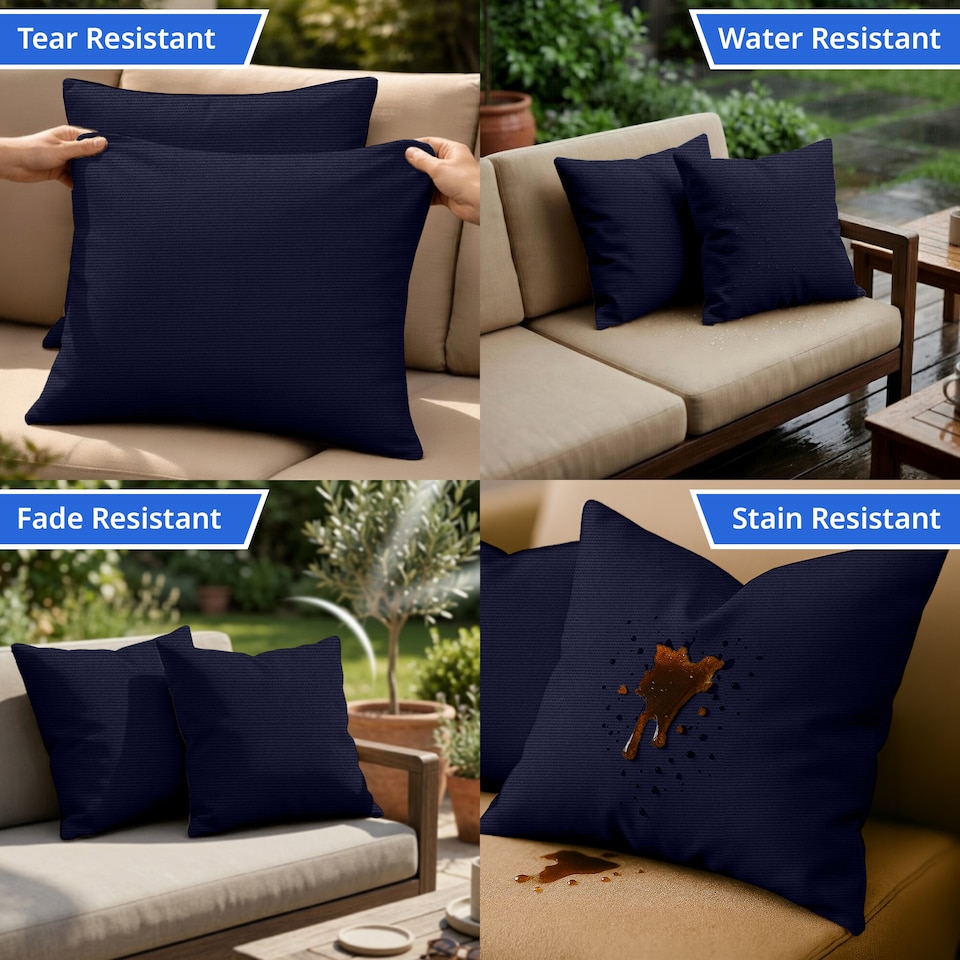 image 1 of Covers&All Sunbrella Throw Pillows Pack Of 4, Square 16 x 16, Canvas Navy