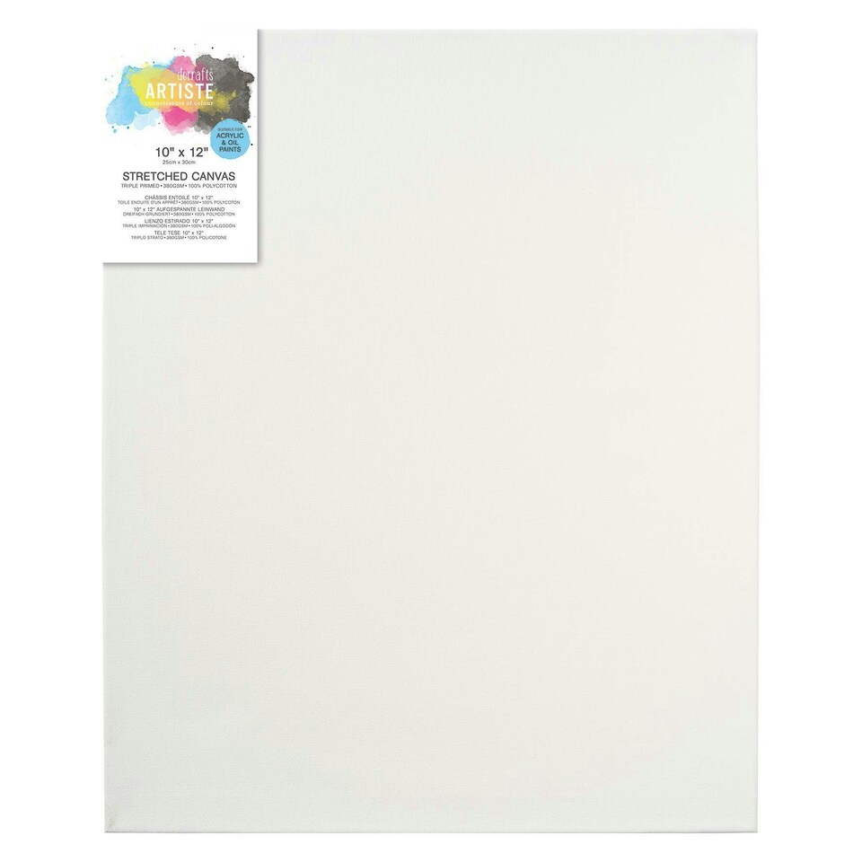 image 1 of Artiste Stretched Canvas, Triple Primed, Wooden Frame, White, 10x12", 380gsm