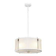 Corona Cylindrical 3 Light Pendant, White Polished Nickel