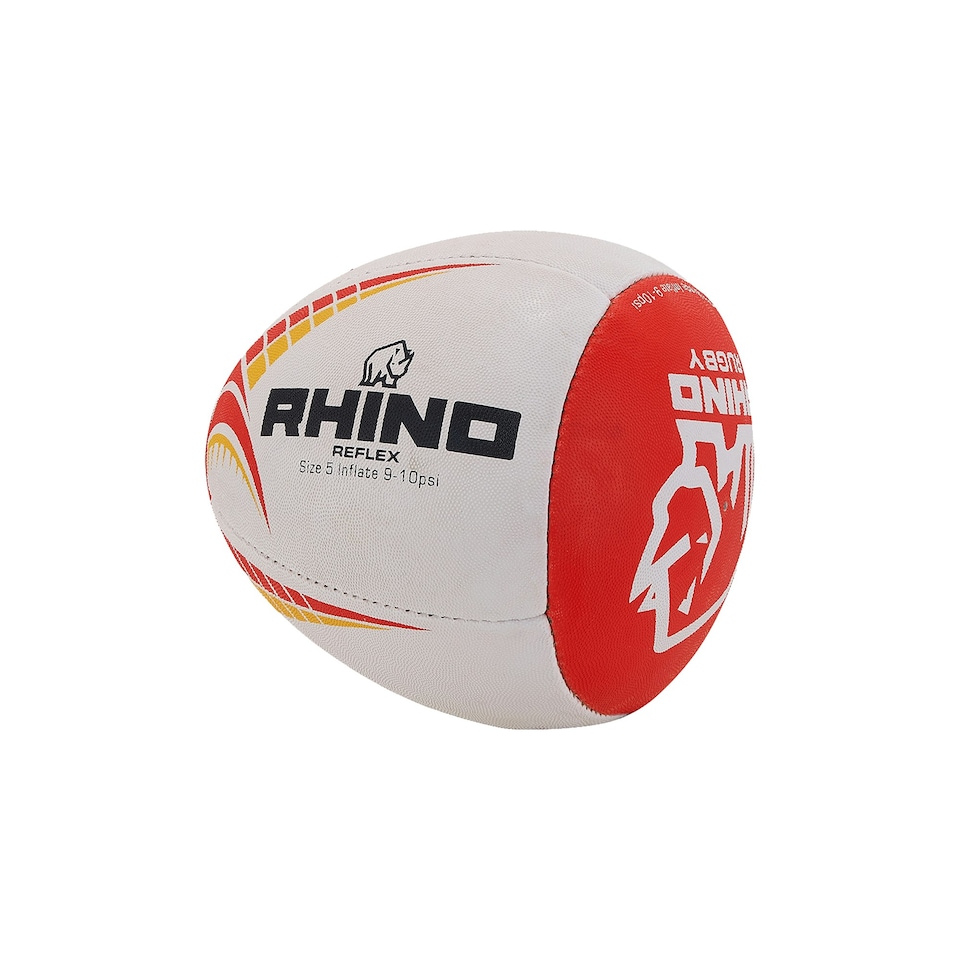 image 1 of Rhino Reflex Rugby Training Ball - White/Red - One Size