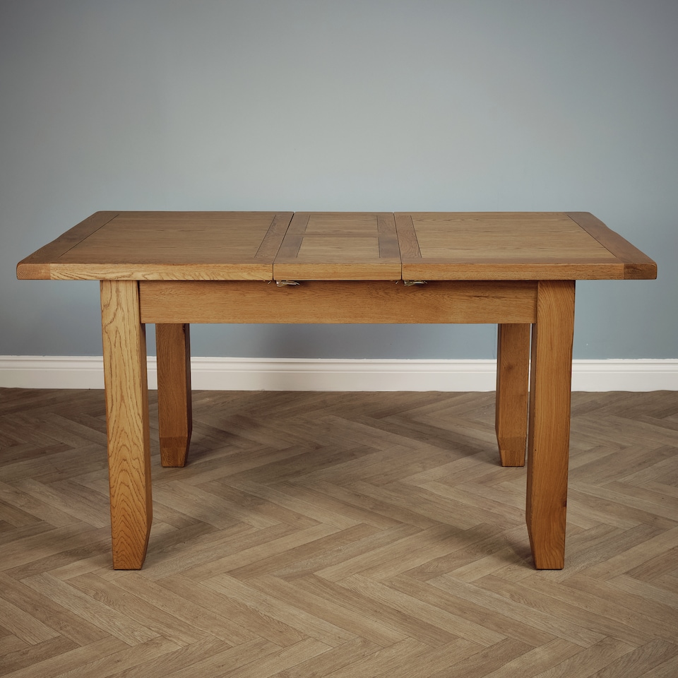 image 1 of Rustic Oak Extending Dining Kitchen Table 78×90×120 cm Extending to 150 cm