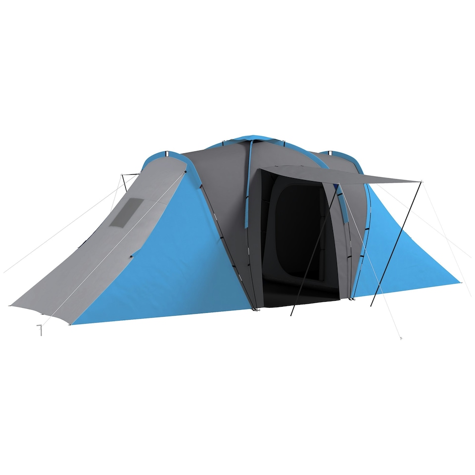 image 1 of Outsunny 4-6 Man Camping Tent with 2 Bedroom and Living Area