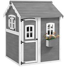 Outsunny Wooden Wendy House for Kids with Floor, for Gardens, Patios - Grey