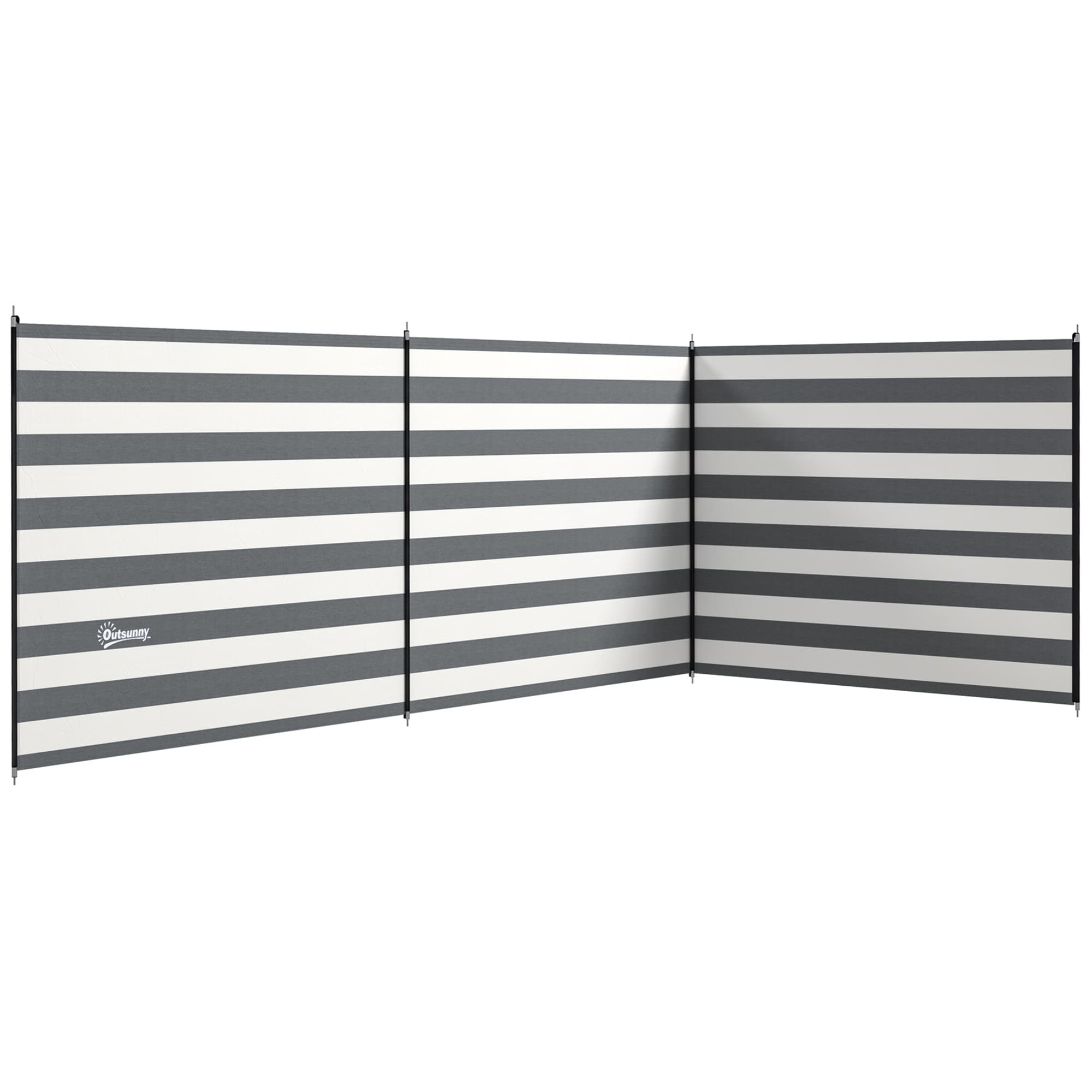Outsunny Camping Windbreak Portable Wind Blocker Privacy Wall | Grey | Grey and White