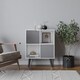 image 2 of White 4-Cube Storage Unit with 2 Wooden Doors and Legs | Grey | Grey & Black | 1