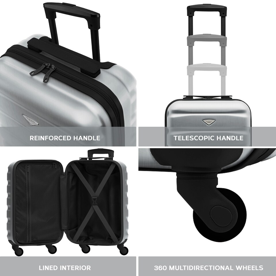 image 1 of Flight Knight 29" Extra Large Suitcase – 20kg Capacity Hard Shell Check-In Luggage with 4 Wheels  100+ Airlines Approved: Ryanair, EasyJet, Jet2, Wizz Air, BA Silver | Silver Gloss | Large