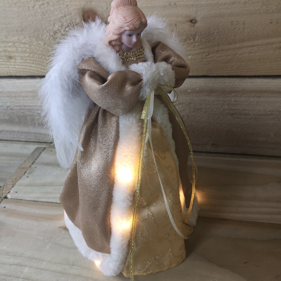 image 1 of 30cm Premier Gold Angel Lit Tree Topper With Warm White LEDs