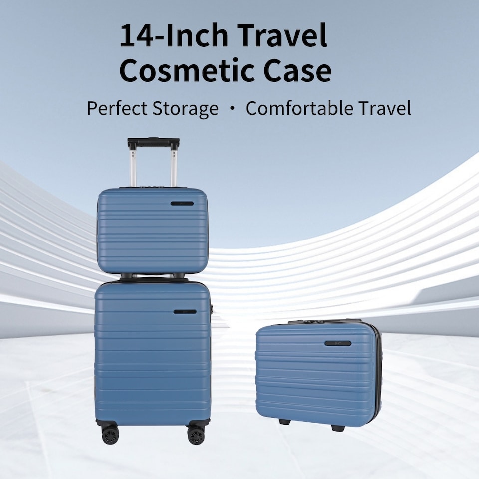 image 1 of ABS Hard Shell Travel Vanity Case with Waterproof Compartment | Blue | Harbour Blue | Cabin Bag | 1