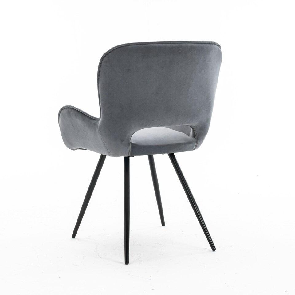 image 1 of Set of 2 Lily Modern Velvet Dining Chair Padded Seat Metal Legs Kitchen (Grey) | Grey | Grey | One Size