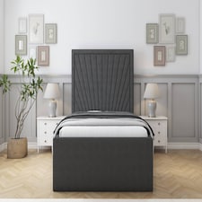 Sloomy Somerset Graphite Dumfries Deep-Sided Bed Frame With 50" Upholstered Headboard 3' Single