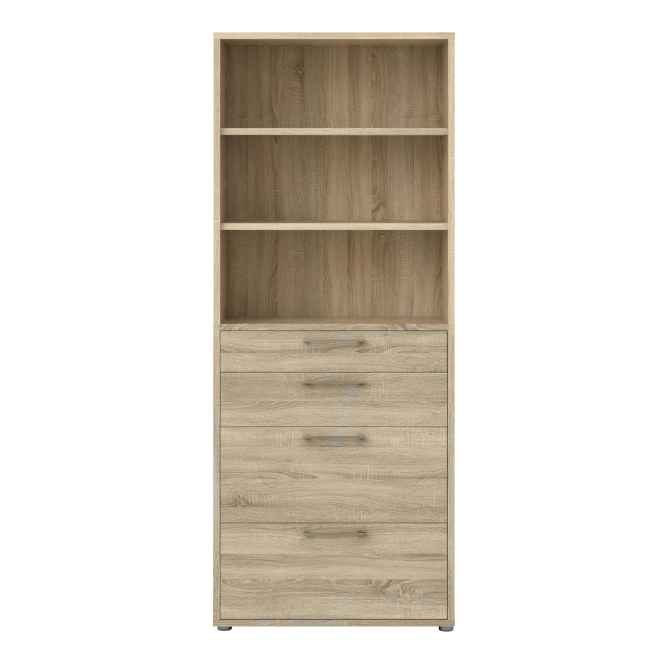image 1 of Prima Bookcase 2 Shelves With 2 Drawers 2 File Drawers In Oak
