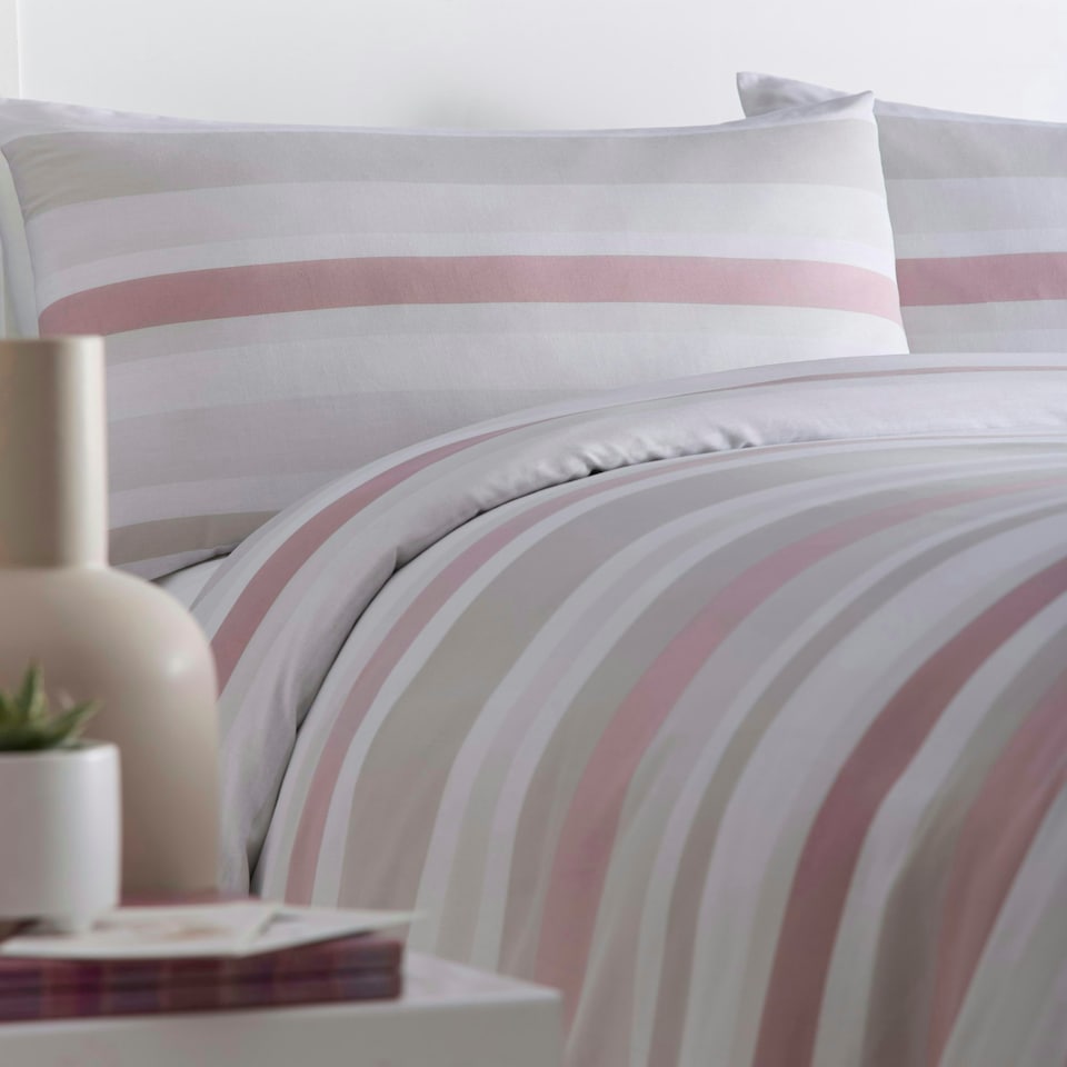image 1 of Portfolio Home Simply Stripe Modern Soft Easy Care Bed Linen Bedding Duvet Cover Quilt Set With Pillow Case