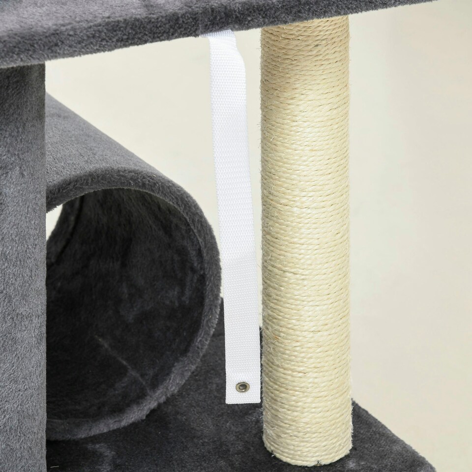 image 1 of PawHut 121cm Cat Tree Tower Activity Centre with Scratching Post Grey