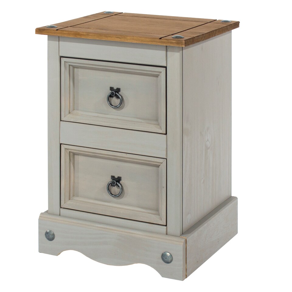 image 1 of Corona Premium 2 Drawer Petite Bedside Cabinet - Shaker-Style Nightstand with Dovetail Drawers | Grey | Grey Wax | One Size | 1