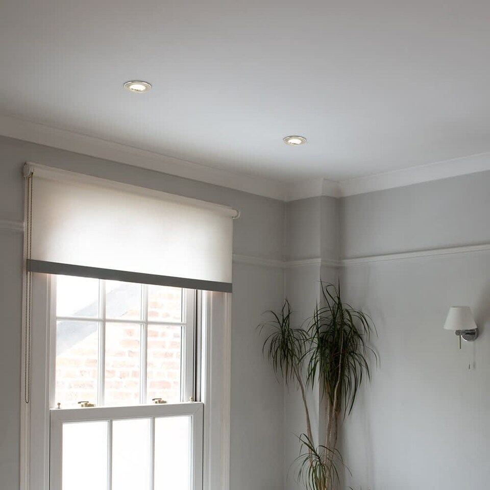 image 1 of ValueLights Downlight Twist Fire Rated Brushed Chrome Ceiling Light Fitting Single Pack
