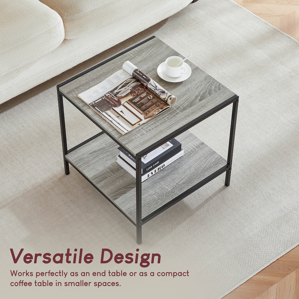 image 1 of Vida Designs Brooklyn End Table Industrial Sofa Side Bedside Table, Grey