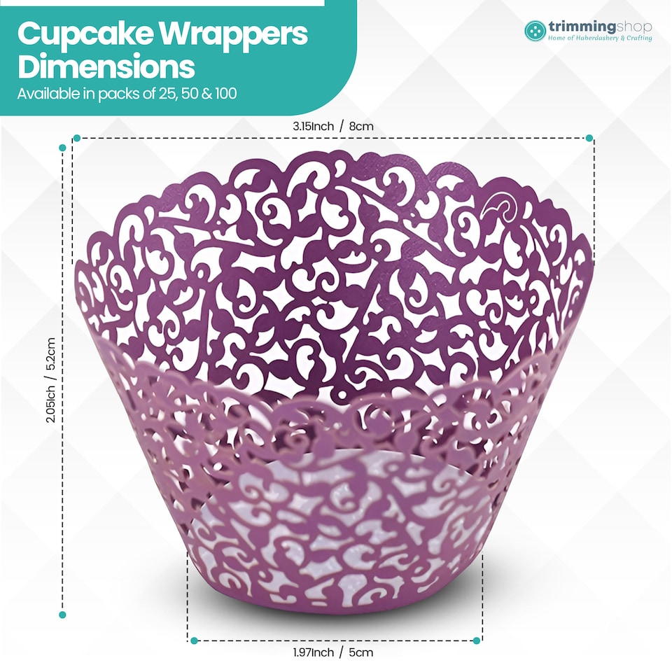 image 1 of Cupcake Wrappers Laser Cut Floral Design Paper Cup Holders - 25pcs
