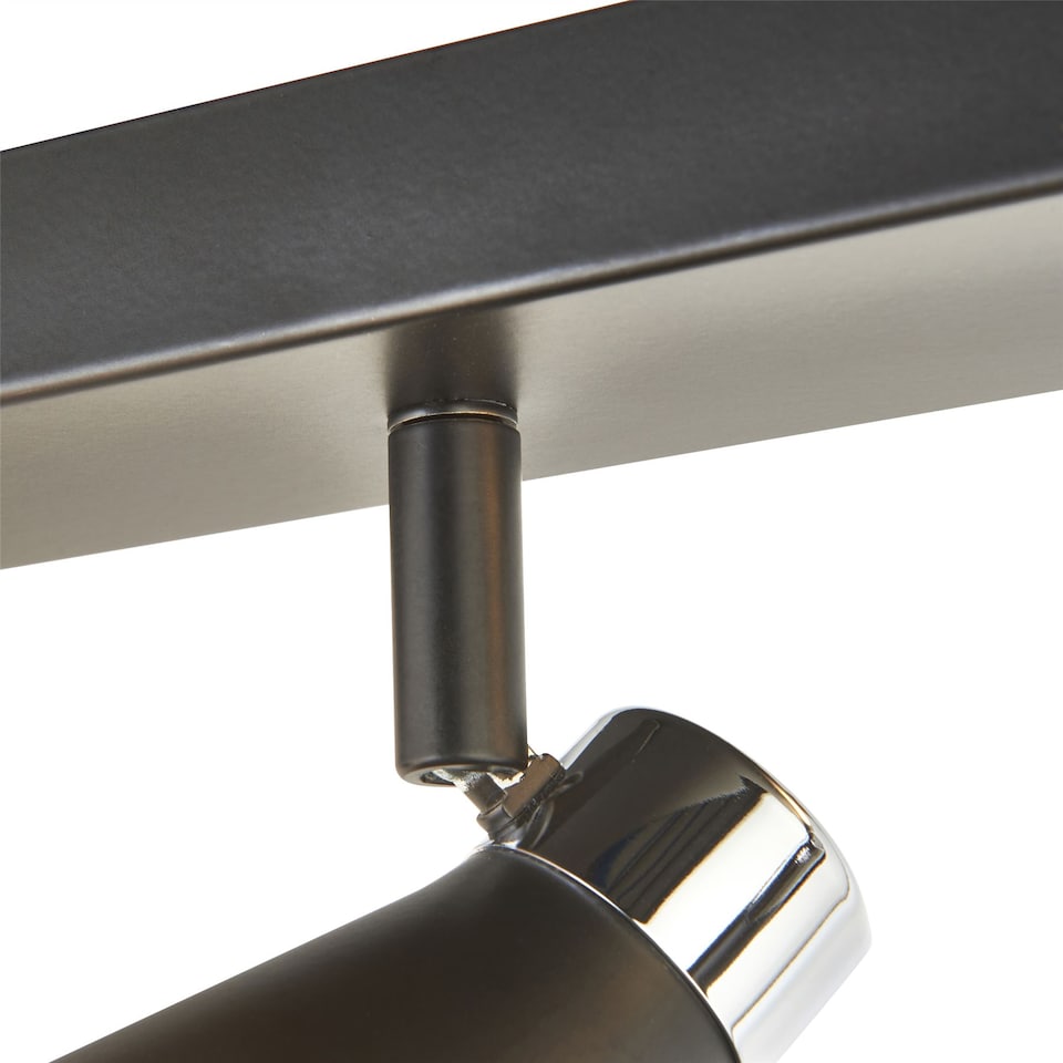 image 1 of Burton - Matt Black & Chrome Detail 4 Way Adjustable Ceiling Spotlight