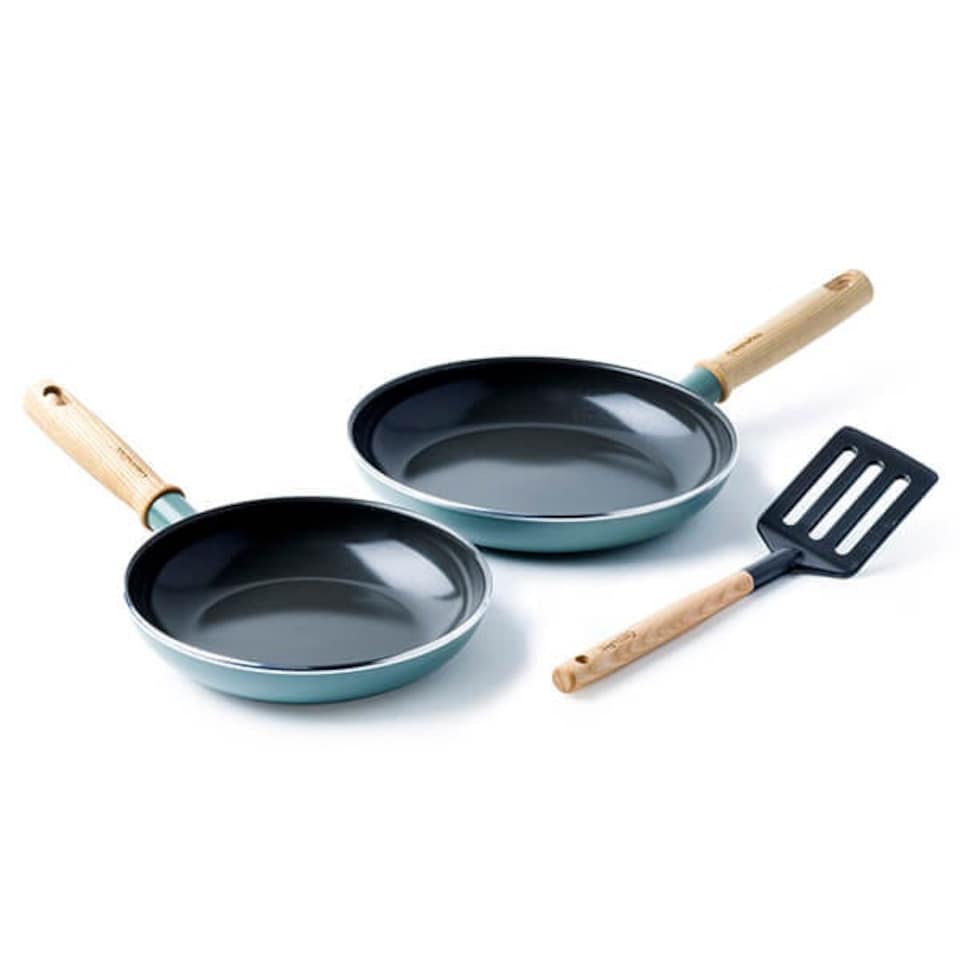 image 1 of GreenPan Mayflower Non-Stick 20cm & 24cm Frying Pan Set with Spatula