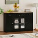image 5 of COSTWAY Buffet Sideboard Kitchen Storage Cabinet 3 Drawers Black | Black