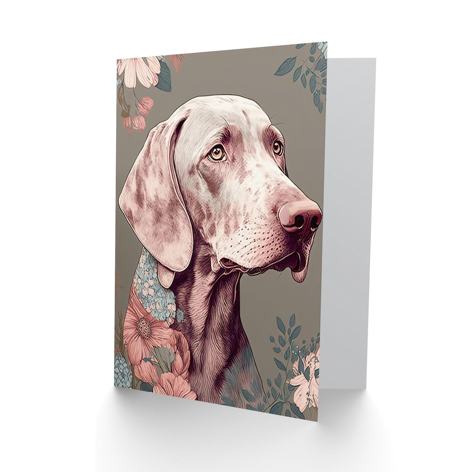 image 1 of Weimaraner Portrait Flower Pattern Dog Birthday Card