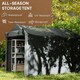 image 3 of Outsunny Garden Tool Storage Shed with Roll-up Zipper Door, Dark Grey Grey