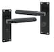 image 5 of Golden Grace Victorian T-Bar Knurled Bathroom Lock Door Handle Set Matt Black Finish with Spindle and Screws - 150mm