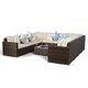 image 9 of Havana 10 Seat Rattan Sofa Conversation Set with Ice Bucket Coffee Table Brown | Ivory