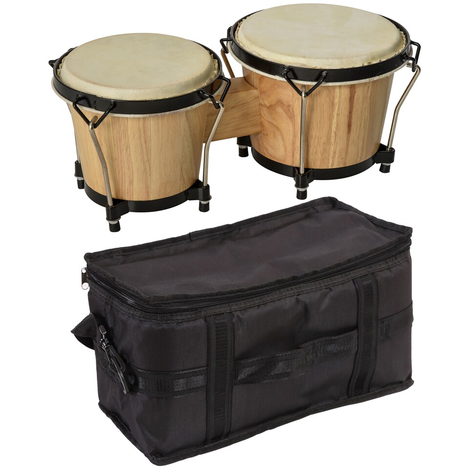 image 1 of HOMCOM Wooden Bongo Drum, Percussion Instrument, Drums, Tuning Wrench For Adults Beginners