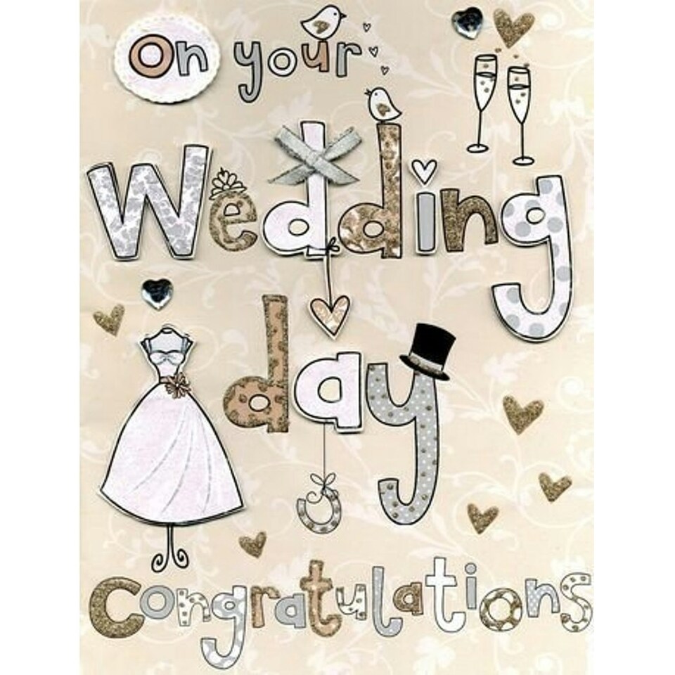 image 1 of Second Nature Collectable Large Greeting Card " On your Wedding Day Congratulations