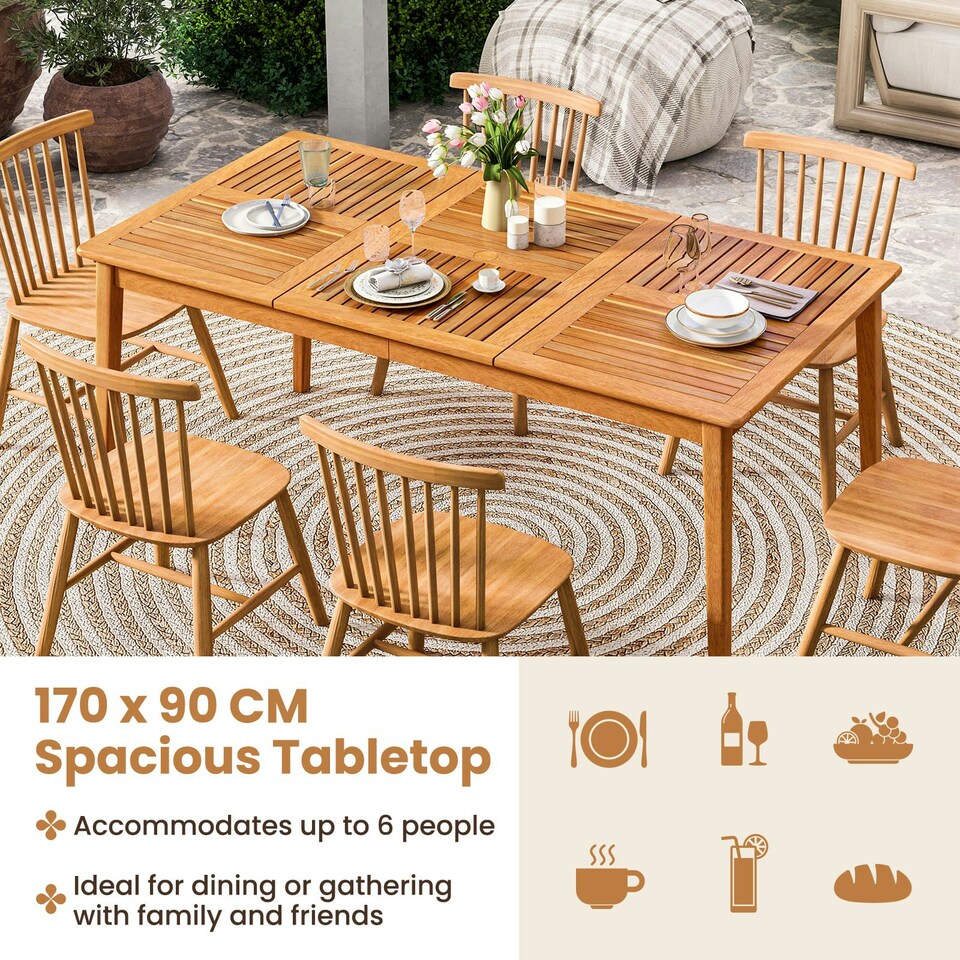 image 1 of COSTWAY Patio Table Outdoor Dining Table for 6 People Brown