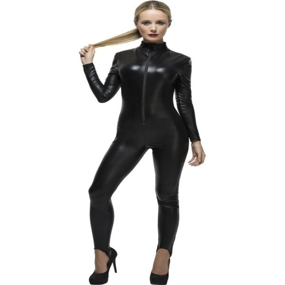 Fever Miss Whiplash Costume - Black - with Zip Up Catsuit - 28629M M