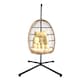 image 3 of Groundlevel Luxury Hanging Egg Chair with Cushion and Weather Resistant Frame | Cream