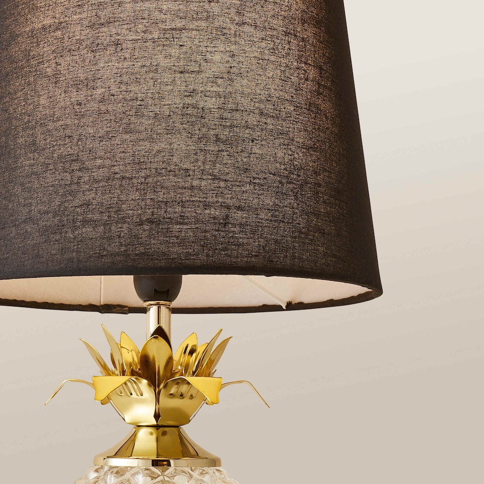 image 1 of ValueLights Contemporary Pineapple Design Gold And Clear Table Lamp With Black Shade